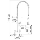 Förspolningsdusch med kran, 2-hålsblandare med vridbar pip - Bild 2