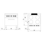 Glaskeramikspis 4x 2,5kW zoner, Elektrisk ugn GN 2/1, 80x73cm - Bild 3