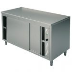 Värmebänk med skjutdörrar, 600 mm djup