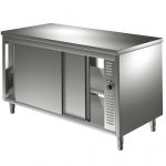 Värmebänk med skjutdörrar bak & fram, 700 mm djup