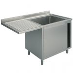 Diskbänk för diskmaskin, gångjärnsdörr, 1 ho till höger, 600mm djup