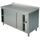 Värmebänk med skjutdörrar, bakkant, 700 mm djup