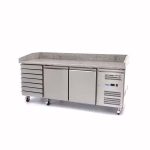 Pizza bänk med 2 dörrar - 202cm - 780L - 7 lådor